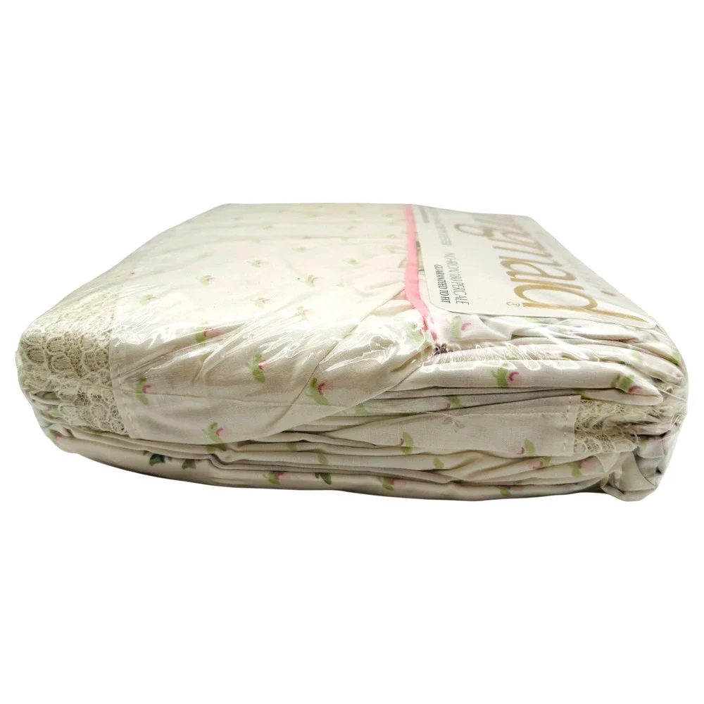 NEW Springmaid Only A Rose 4 pc Full Double Sheet Set Floral Lace Ruffle Sealed